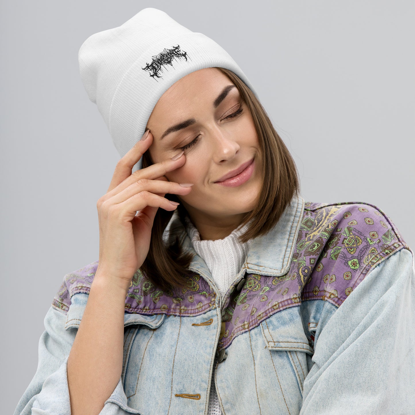 Throne - Black Embroidered Beanie
