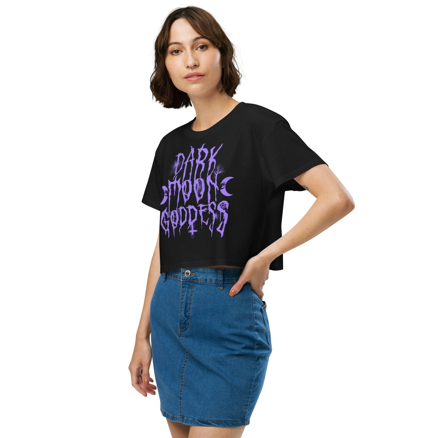 Dark Moon Goddess - Loose Fit Crop Tee