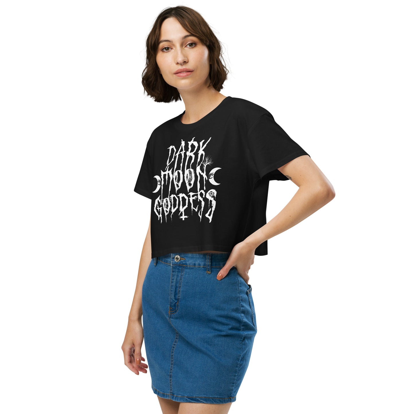 Dark Moon Goddess - Loose Fit Crop Tee