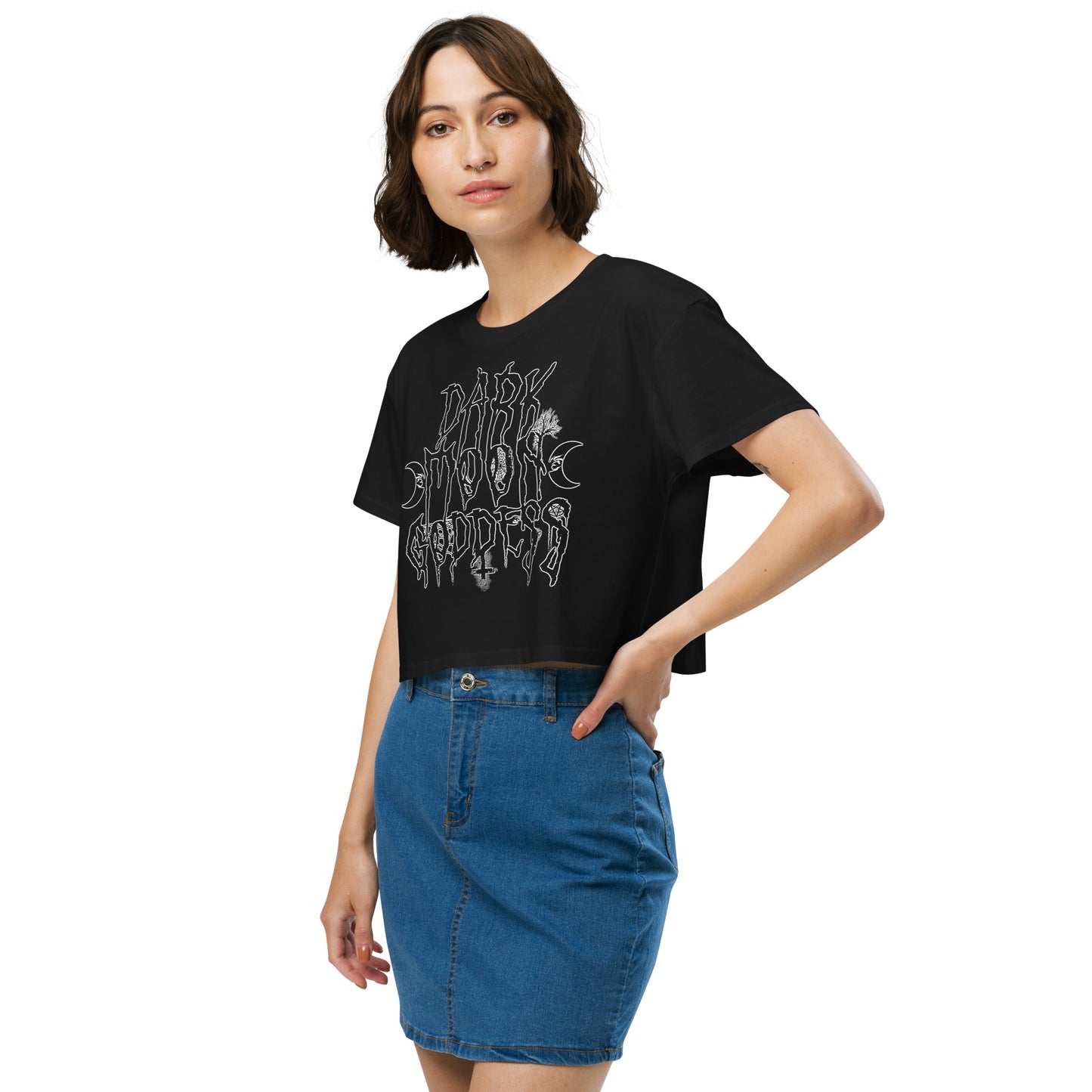 Dark Moon Goddess - Loose Fit Crop Tee