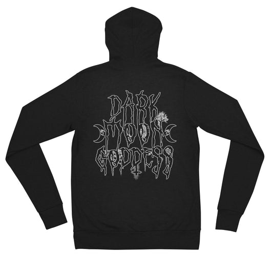 Dark Moon Goddess - Womens Fitted Lightweight Zip Hoodie